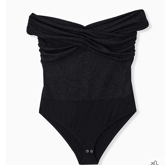 Torrid black cross cross bodysuit new off shoulder size 0 zero - Picture 5 of 11